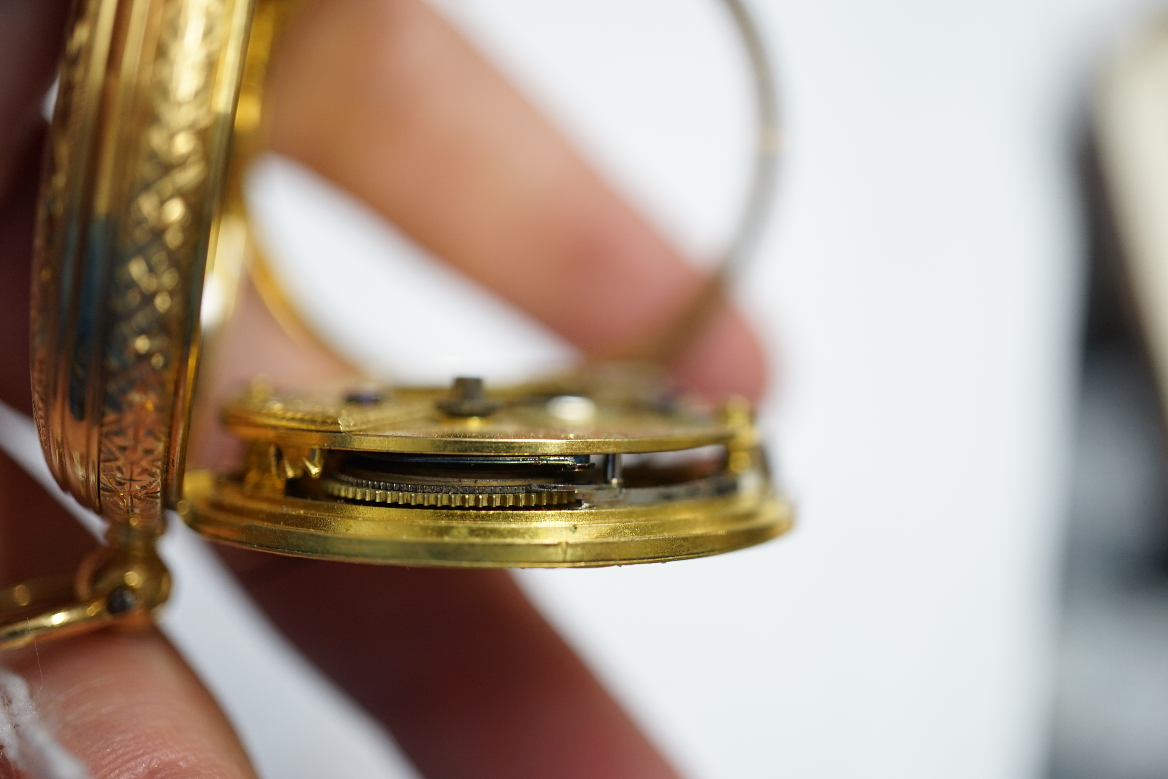 A Victorian 18ct gold open face keywind fob watch by Barnby & Rust of Hull